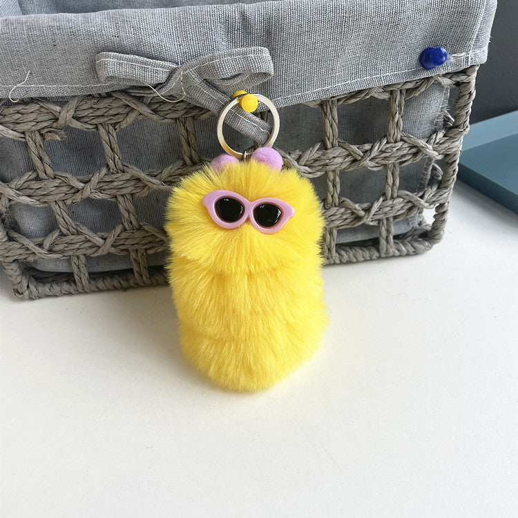 Wholesale of New Cute Fruit Colored Cartoon Plush Caterpillar Keychains